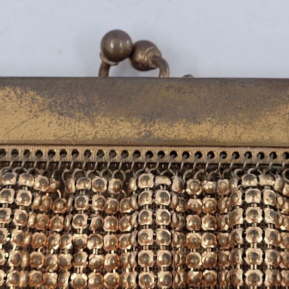 Vintage Whiting & Davis 40s Gold Mesh Evening Cocktail Chain Wristlet Bag - Picture 10 of 15